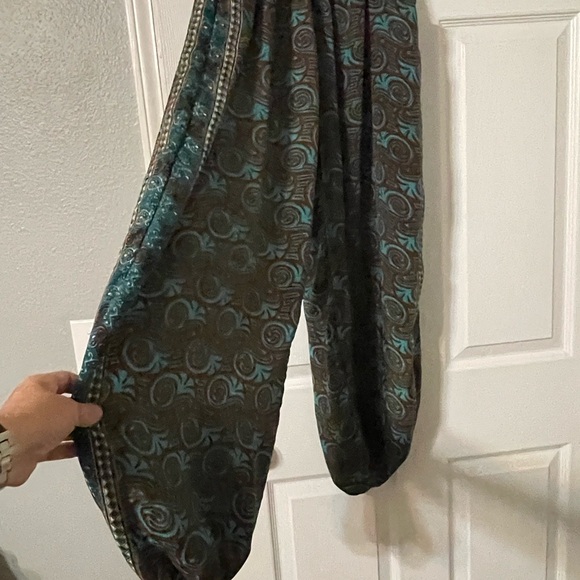 EARTHBOUND Pants - EARTHBOUND Blue and Brown Wide Leg Pants